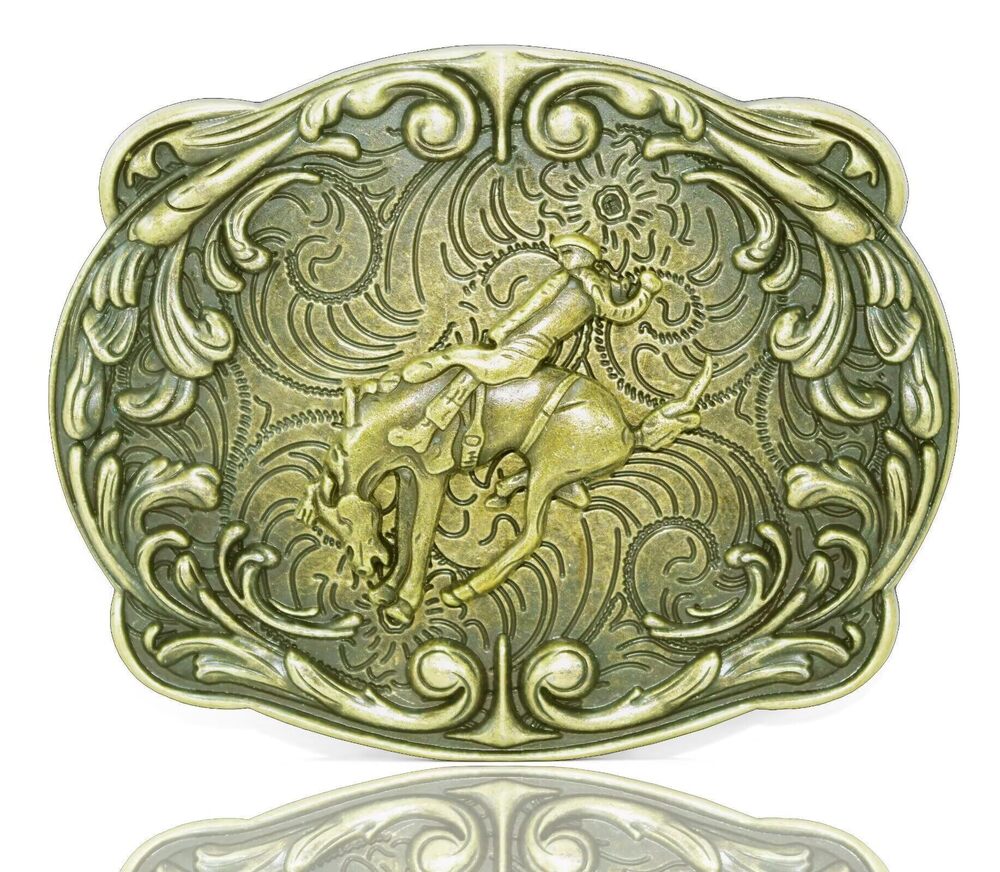 6496 Ridding knight Acanthus Carving Belt Buckle With Western Cowboy Symbol